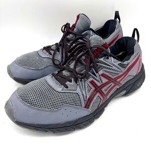 ASICS Gel-Venture 8 Mens 13 Trail Running Shoes Grey Black Red Hiking Gorpcore